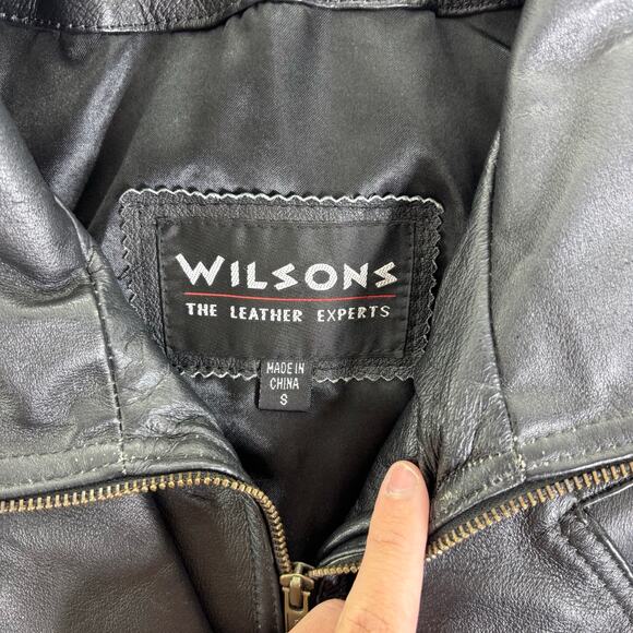 Vintage Wilsons Black Leather Aviator Bomber Jacket Coat Men's Small Motorcycle - Picture 6 of 7